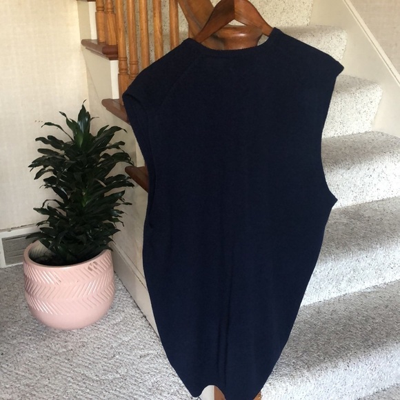 M & S Navy Blue Lambswool Sweater Vest Office Top - Picture 7 of 10